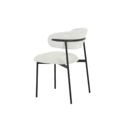 Mangohoutonline Eetkamerstoel Metz Beige Bouclé stof met zwart onderstel Mahom