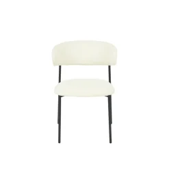 Mangohoutonline Eetkamerstoel Metz Wit Bouclé stof met zwart onderstel Mahom