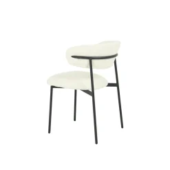 Mangohoutonline Eetkamerstoel Metz Wit Bouclé stof met zwart onderstel Mahom