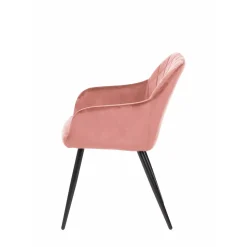 Mangohoutonline Eetkamerstoel Nancy Roze met zwart onderstel Mahom