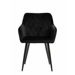 Mangohoutonline Eetkamerstoel Nancy Zwart met zwart onderstel Mahom