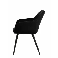 Mangohoutonline Eetkamerstoel Nancy Zwart met zwart onderstel Mahom