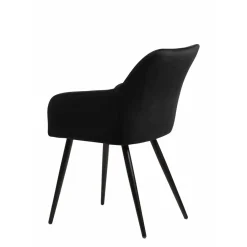 Mangohoutonline Eetkamerstoel Nancy Zwart met zwart onderstel Mahom
