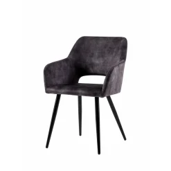 Mangohoutonline Eetkamerstoel Nantes Donkergrijs met zwart onderstel Mahom