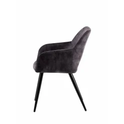 Mangohoutonline Eetkamerstoel Nantes Donkergrijs met zwart onderstel Mahom