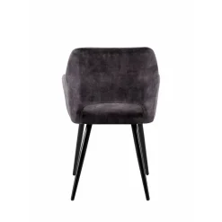 Mangohoutonline Eetkamerstoel Nantes Donkergrijs met zwart onderstel Mahom