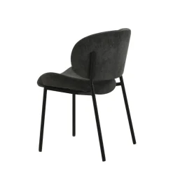 Mangohoutonline Eetkamerstoel Narbonne Donkergrijs met zwart onderstel Mahom