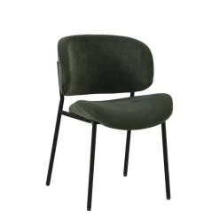 Mangohoutonline Eetkamerstoel Narbonne Donkergroen met zwart onderstel Mahom