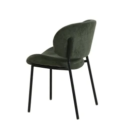 Mangohoutonline Eetkamerstoel Narbonne Donkergroen met zwart onderstel Mahom
