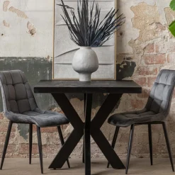 Mangohoutonline Eetkamerstoel Nice Grijs met zwart onderstel Mahom