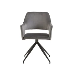 Mangohoutonline Eetkamerstoel Paris Grijs met zwart onderstel Mahom
