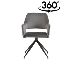 Mangohoutonline Eetkamerstoel Paris Grijs met zwart onderstel Mahom