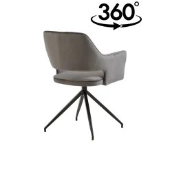 Mangohoutonline Eetkamerstoel Paris Grijs met zwart onderstel Mahom