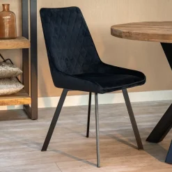 Mangohoutonline Eetkamerstoel Reims Zwart met zwart onderstel Mahom