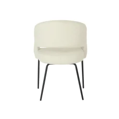 Mangohoutonline Eetkamerstoel Rennes Wit Bouclé stof met zwart onderstel Mahom