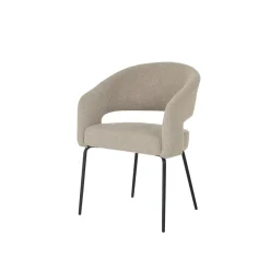 Mangohoutonline Eetkamerstoel Rennes Zand Bouclé stof met zwart onderstel Mahom