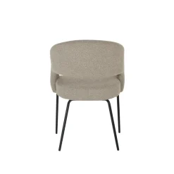 Mangohoutonline Eetkamerstoel Rennes Zand Bouclé stof met zwart onderstel Mahom