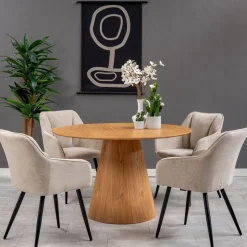 Mangohoutonline Eetkamerstoel Rouen Zand zwart onderstel Mahom