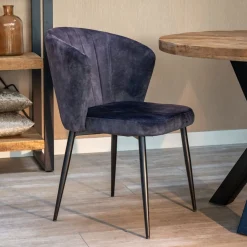 Mangohoutonline Eetkamerstoel Toulon Donkergrijs met zwart onderstel Mahom