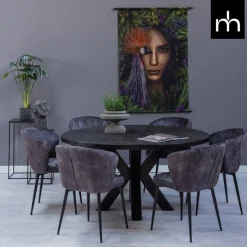 Mangohoutonline Eetkamerstoel Toulon Donkergrijs met zwart onderstel Mahom