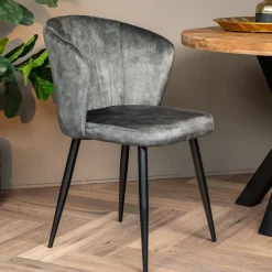 Mangohoutonline Eetkamerstoel Toulon Donkergroen met zwart onderstel Mahom