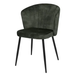 Mangohoutonline Eetkamerstoel Toulon Donkergroen met zwart onderstel Mahom