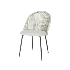 Mangohoutonline Eetkamerstoel Tours Lichtgrijs met zwart onderstel Mahom