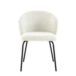 Mangohoutonline Eetkamerstoel Tulle Wit met zwart onderstel Mahom