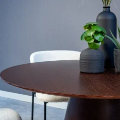 Mangohoutonline Eettafel Adelaide rond 120 cm Donker Walnoot Mahom