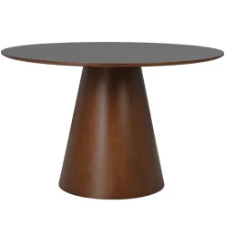 Mangohoutonline Eettafel Adelaide rond 120 cm Donker Walnoot Mahom