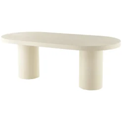 Mangohoutonline Eettafel Capsule Savannah Mircocement Cilinderpoot 180 cm Beige Mahom