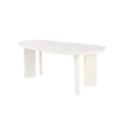Mangohoutonline Eettafel Organisch Savannah Mircocement Paneelpoot 210 cm Wit Mahom