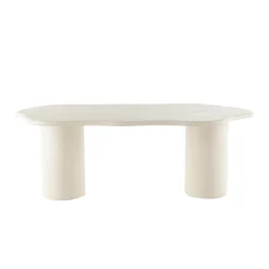 Mangohoutonline Eettafel Organisch Savannah Microcement Cilinderpoot 210 cm Wit Mahom