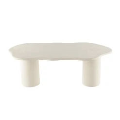 Mangohoutonline Eettafel Organisch Savannah Microcement Cilinderpoot 210 cm Wit Mahom