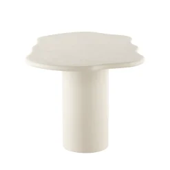 Mangohoutonline Eettafel Organisch Savannah Microcement Cilinderpoot 210 cm Wit Mahom