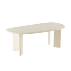 Mangohoutonline Eettafel Organisch Savannah Microcement Paneelpoot 210 cm Beige Mahom