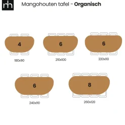 Mangohoutonline Eettafel Organisch Savannah Microcement Paneelpoot 210 cm Beige Mahom