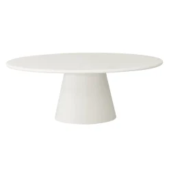 Mangohoutonline Eettafel Ovaal Savannah Microcement Kegelpoot 200 cm Wit Mahom