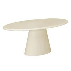 Mangohoutonline Eettafel Ovaal Savannah Microcement Kegelpoot 200 cm Beige Mahom