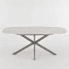 Mangohoutonline Eettafel Santiago Melamine Deens Ovaal Silver onderstel 180 cm Mahom