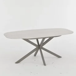 Mangohoutonline Eettafel Santiago Melamine Deens Ovaal Silver onderstel 180 cm Mahom