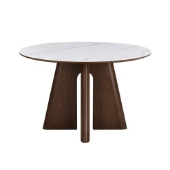 Mangohoutonline Eettafel Santiago Rond Woodvineer 120 cm Bruin Mahom