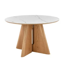 Mangohoutonline Eettafel Santiago Rond Woodvineer 120 cm Mahom
