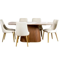 Mangohoutonline Eettafel Santiago Woodvineer 200 cm Bruin Mahom