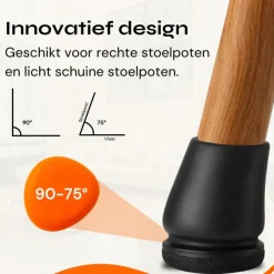 Mangohoutonline FLOOQ® Pro Stoelpootdoppen Geluidloos & Krasvrij (14–21 mm) 8 stuks