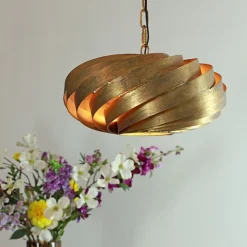 Mangohoutonline Hanglamp Swirl S goud