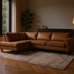 Mangohoutonline Hoekbank Barcelona 4-zits Links Cognac Mahom