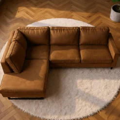 Mangohoutonline Hoekbank Barcelona 4-zits Links Cognac Mahom