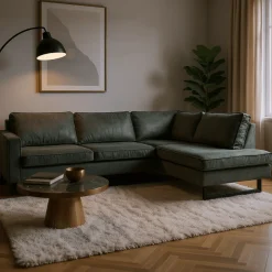 Mangohoutonline Hoekbank Barcelona 4-zits Rechts Groen Mahom