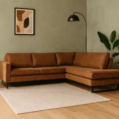 Mangohoutonline Hoekbank Barcelona 4-zits Rechts Cognac Mahom